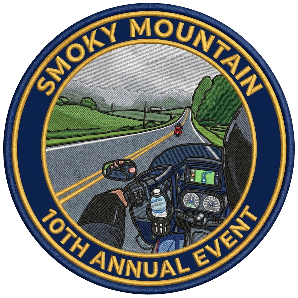 Smoky Mountain 10th annual event — custom patch designed with AI