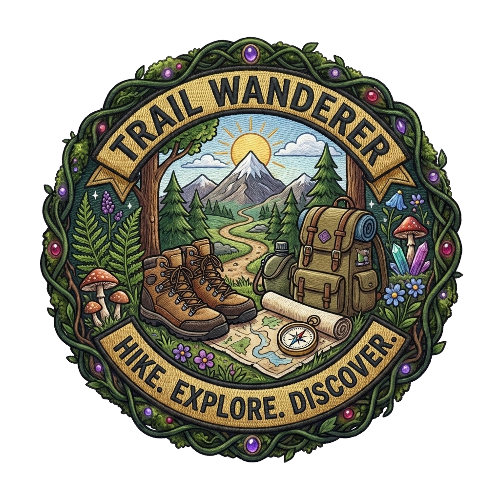 Sorry forgot to attach a sample Create the trail wanderer badge in this format — custom patch designed with AI