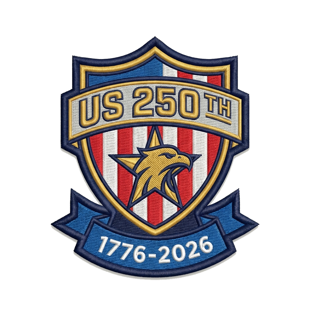 US 250 th pvc patches — custom patch designed with AI