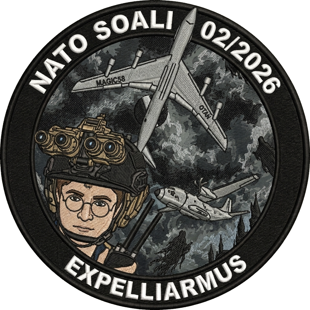 Mach daraus einen patch im militärischen Stil. Der patch trägt aussenherum einen weiteren  — custom patch designed with AI