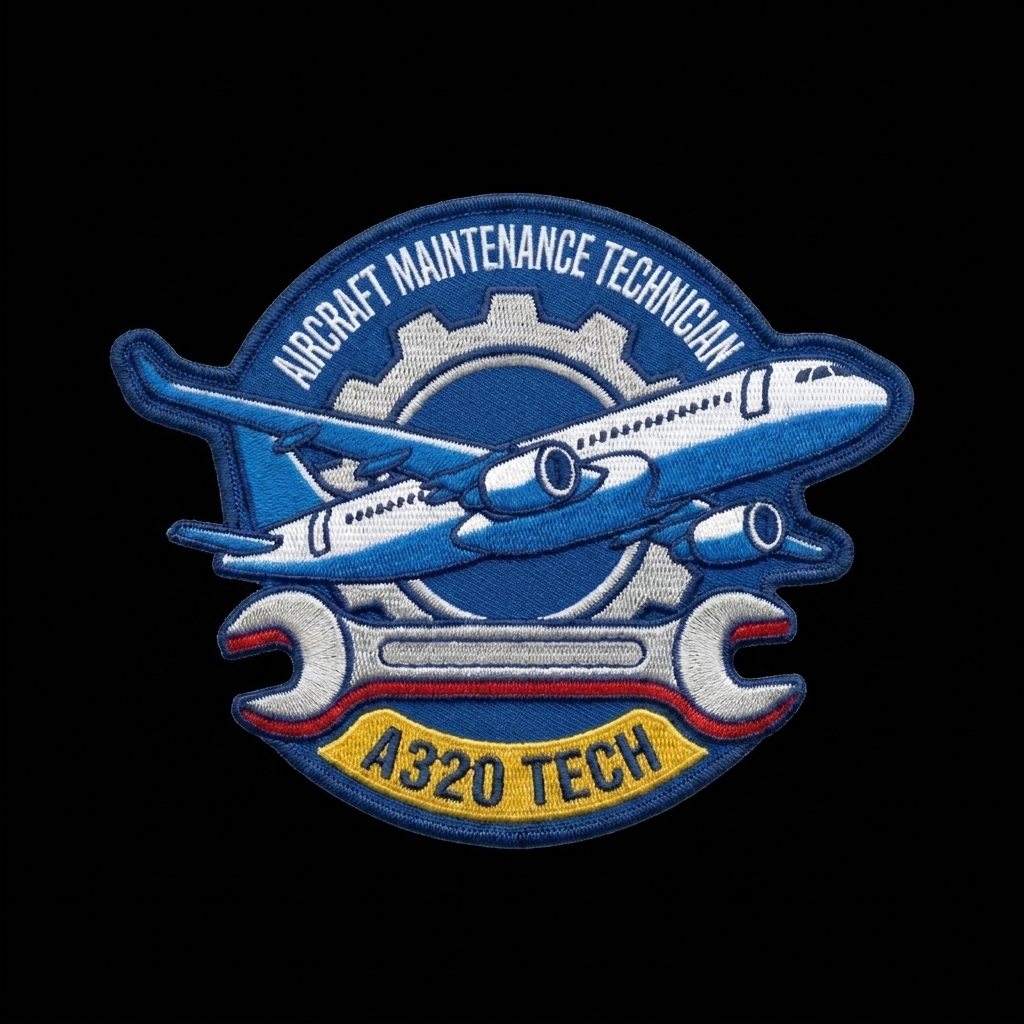 Hi. I am Aircraft Maintenance Technician on Airbus A320. Could you generate 3 options of p — custom patch designed with AI