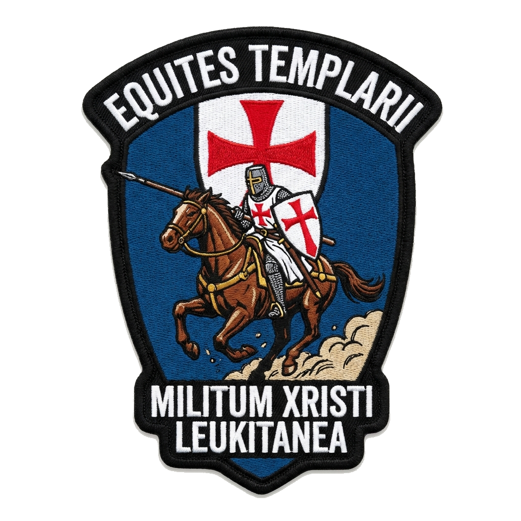Equites Templarii Militum Xristi Leukitanea — custom patch designed with AI