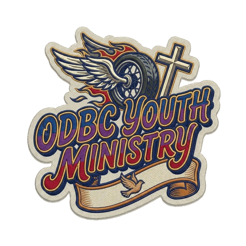 A Christian church youth ministry themed scene design for t-shirt with the word…
