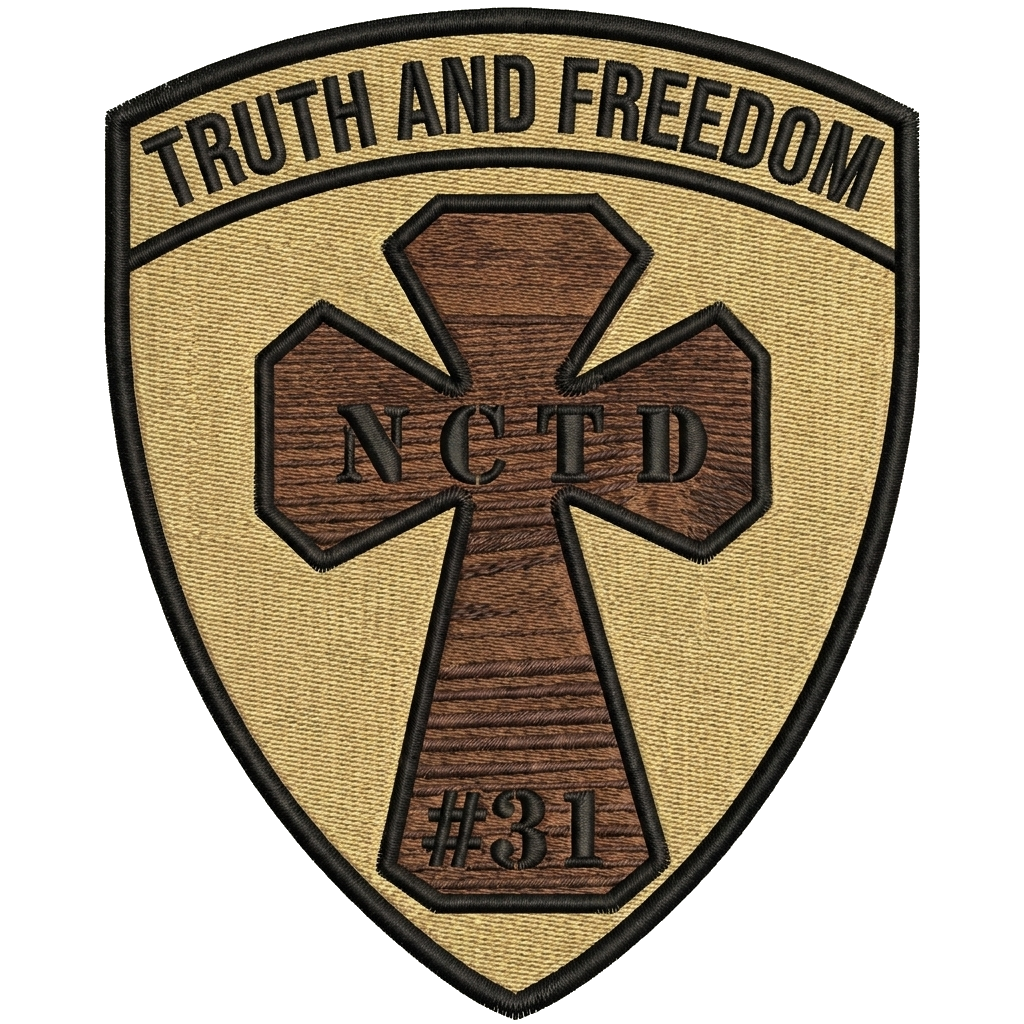 Using the image you already created, add a shield to the background and add the words Trut — custom patch designed with AI