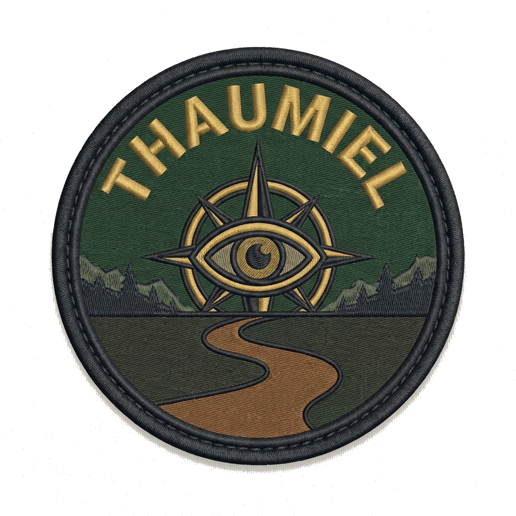 Circular military patch for Thaumiel, a CAIN Command Branch in Germany operating across We — custom patch designed with AI
