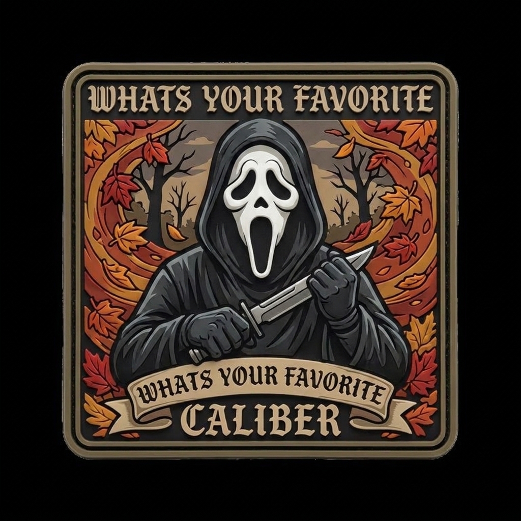 Can i have Ghostface, Michael Myers and the terrifier wearing tactical gear and I want the — custom patch designed with AI