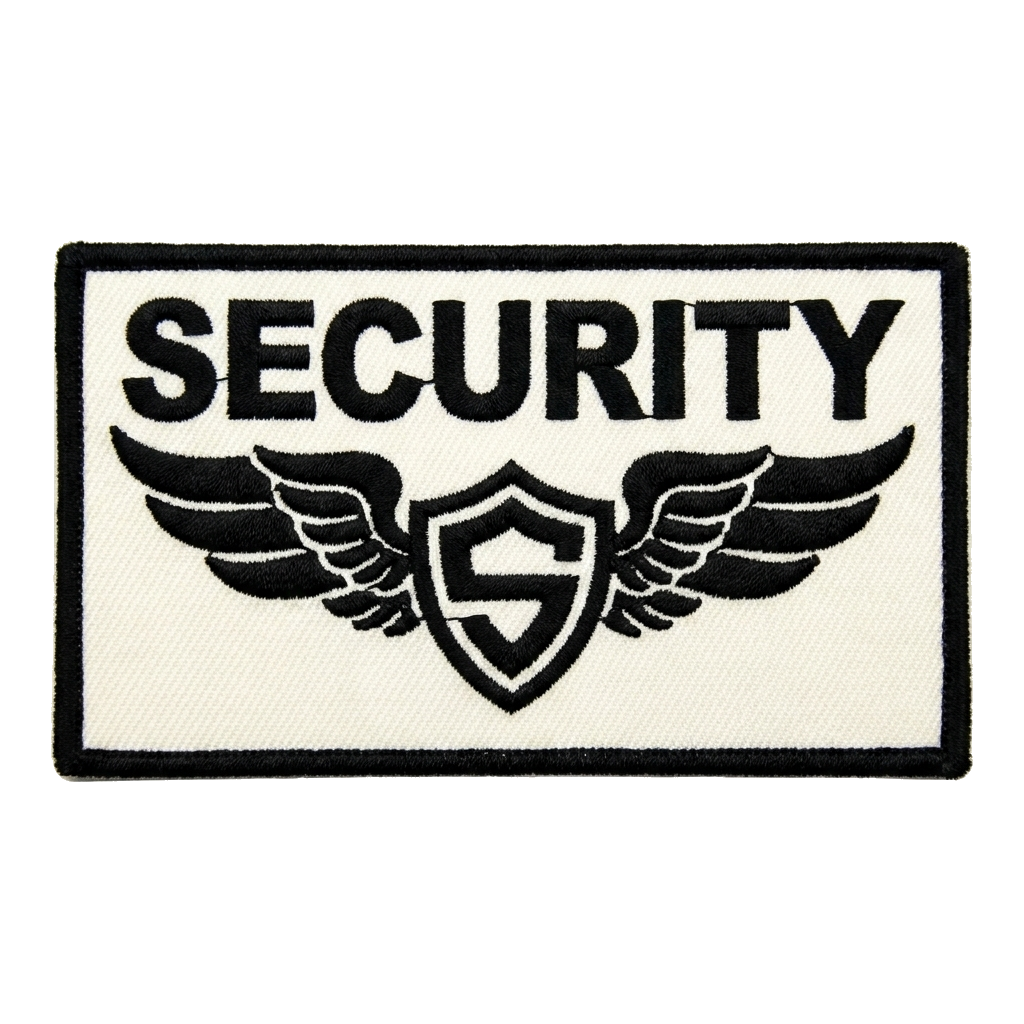 Hazme uno como el que te envío , que ponga Security y otro símbolo representativo — custom patch designed with AI