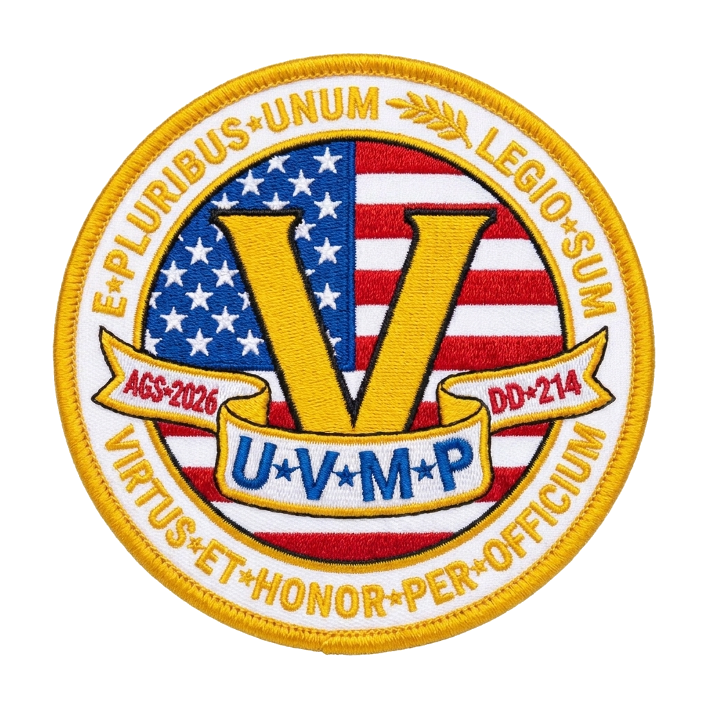 3 inch circular patch, bright gold circumference thread. outer border has white background — custom patch designed with AI